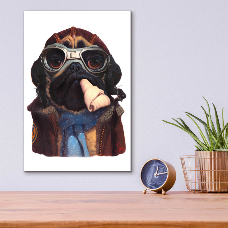 «Aviator Pug» par Thomas Fluharty, H 16 po x l 12 po x P 0,13 po