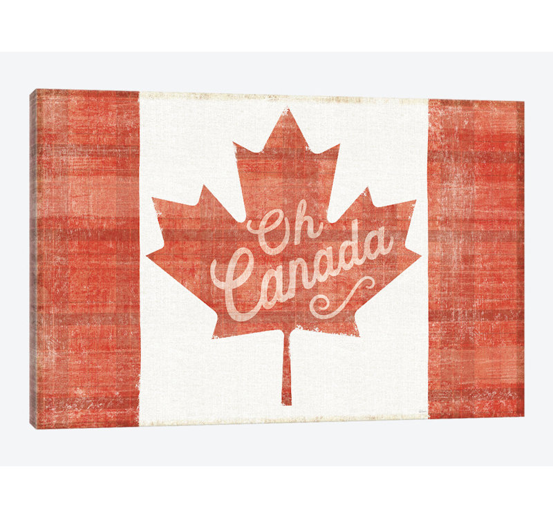 « oh canada flag », reproduction sur toile tendue, H 12 po x l 18 po x P 1,5 po, Toile tendue, Pas de tapis