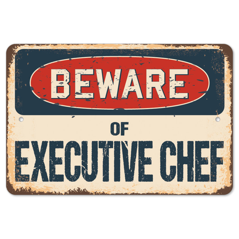 Decal-Executive Chef_Méfiez-vous du chef cuisinier rustique avec plaque décorative classique