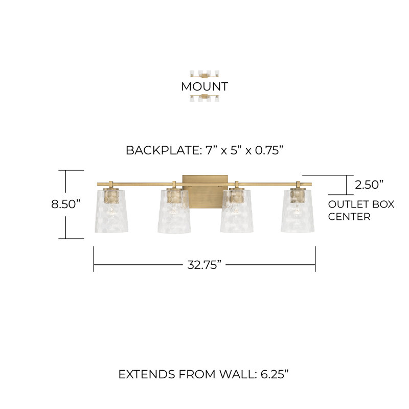 Stamey 4 - Light Dimmable Vanity Light, Brass