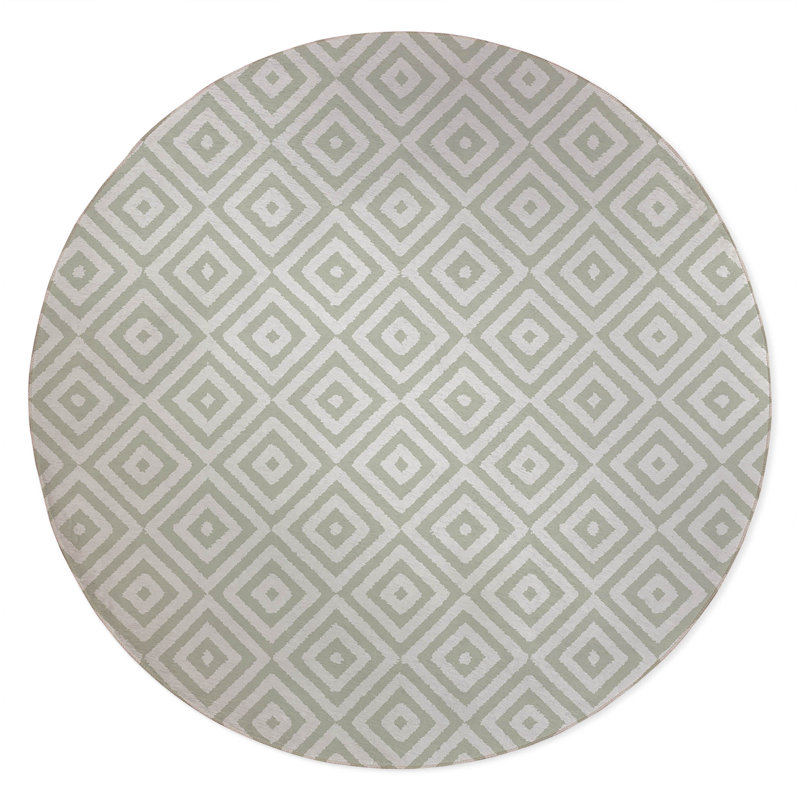Ikat Eye Non-Slip Outdoor Rug, Round 5'