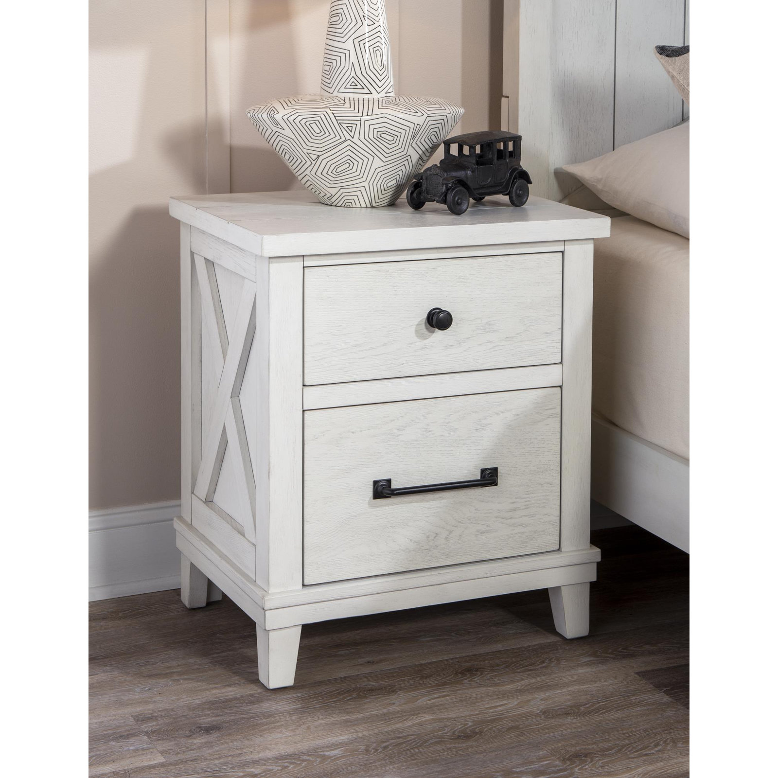 Flatiron 2 Drawer Nighstand, White