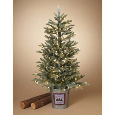 4 Ft. Illuminating Flocked Half Holiday Tree