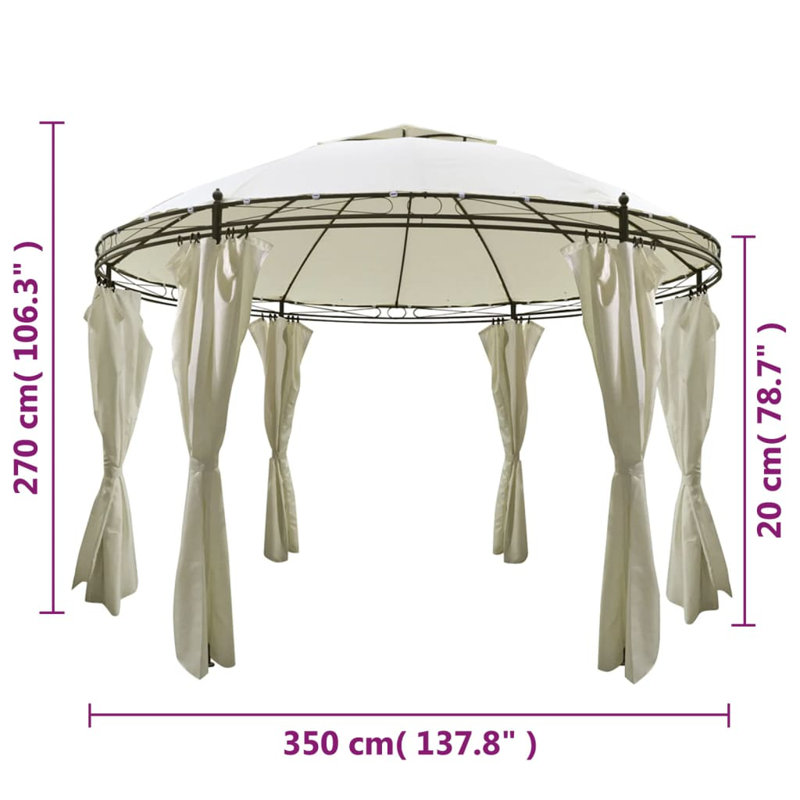11,5 pi L 8,9 pi. D Pavillon de jardin en métal, Blanc crème