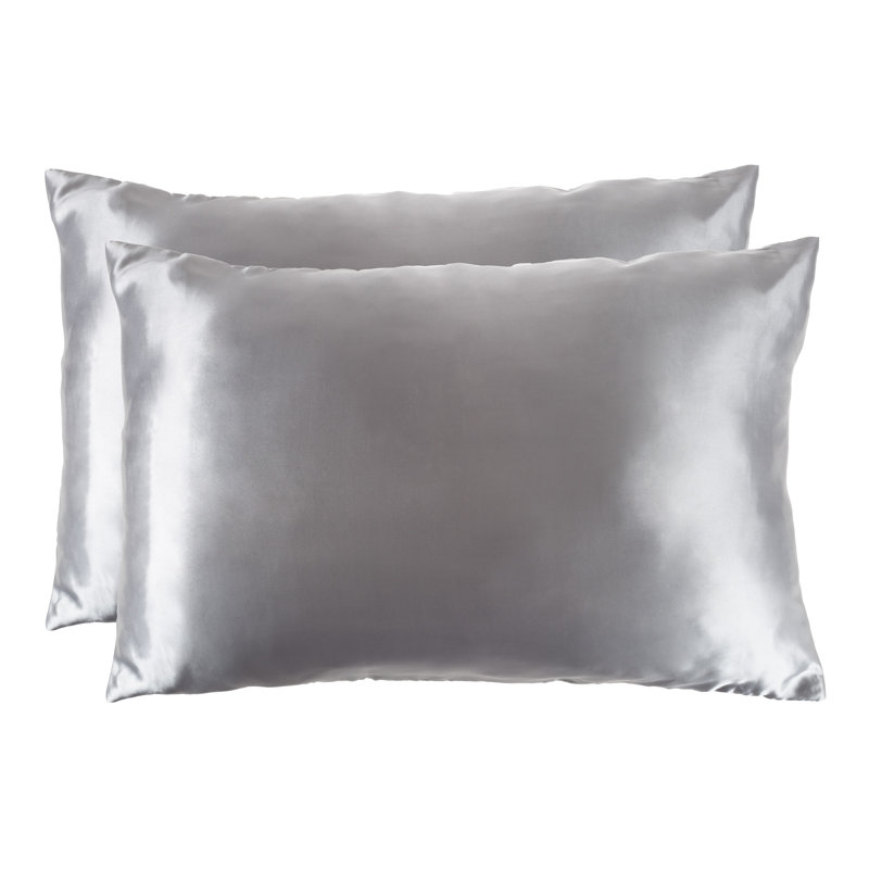  Ensemble de 2 taies d'oreiller en microfibre satinée pour les cheveux et la peau - Housses de coussin avec fermeture à glissière cachée