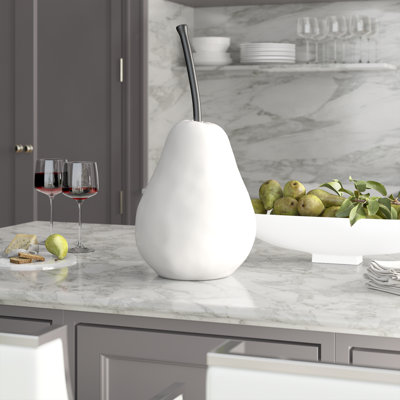 Innila 22" Large White Pear Sculpture For Home Decor - 10.5" D x 22" H