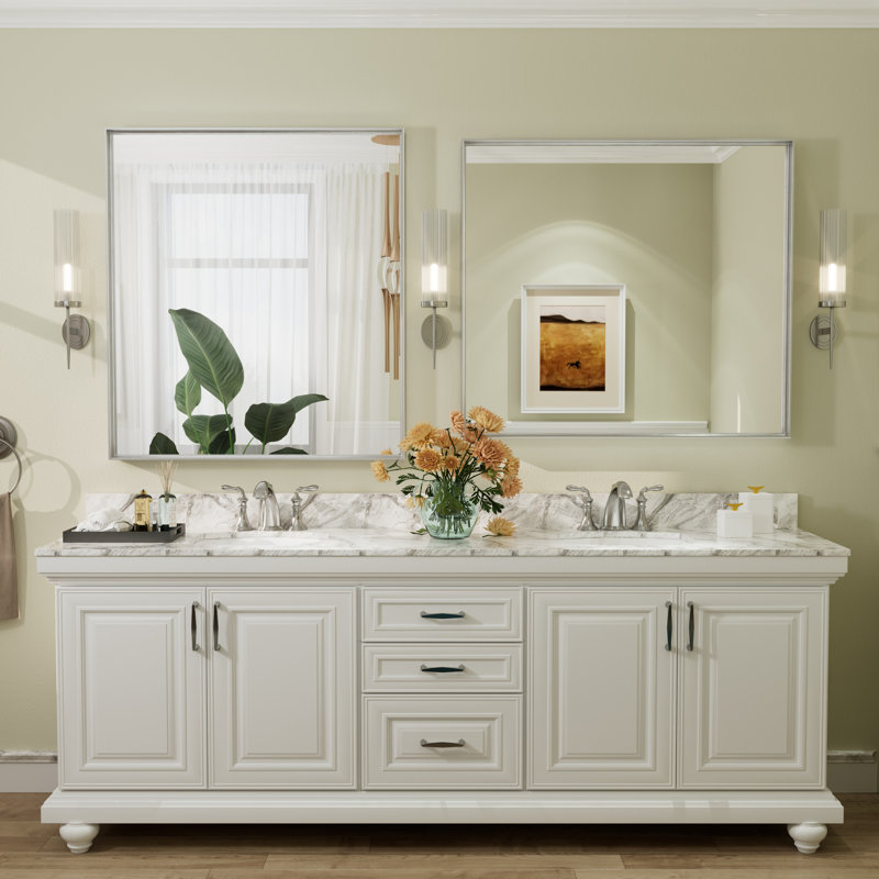 Miroir mural Aevar, 40 po x 36 po, Argent brossé