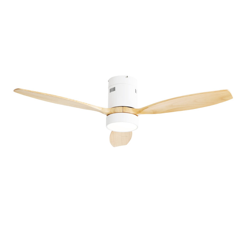 Ventilateur de plafond encastré de 52 pouces DC 3 ventilateur en bois massif Pales ventilateur à télécommande réversible avec lumière