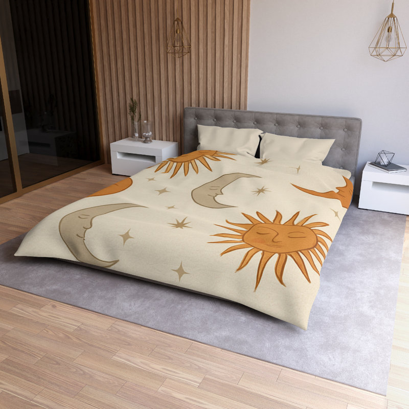 Microfiber Duvet Cover Boho Style, Design 51, Cream, Queen Duvet Cover