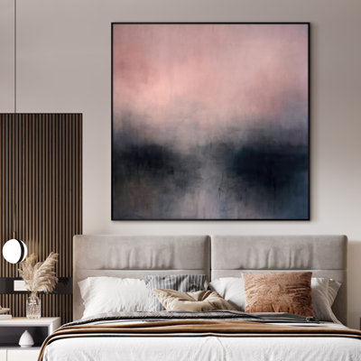 Très grand art mural imprimé sur tissu - Paysage abstrait neutre moderne pour la décoration d'œuvres d'art pour le salon ou la chambre à coucher - «Assemblage requis du cadre (cadre non fini)»