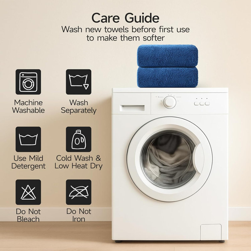 2 Piece Luxury Bath Towel Set - 31x62 inch Oversized Thick Bath Towels, 100% Cotton, 900 GSM