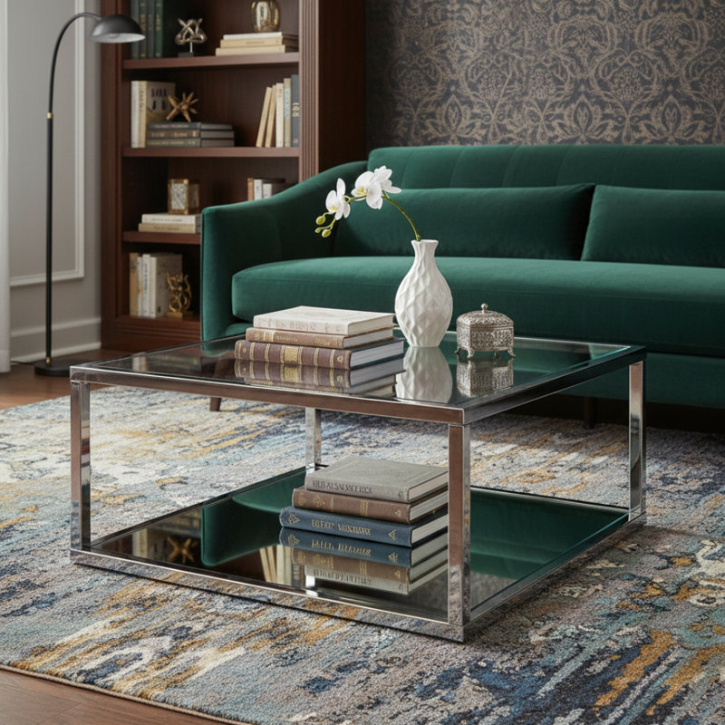 Khalim Coffee Table With Silver Frame