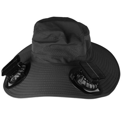 Wide Brim Sun Hat with 2 Rechargeable Fans – Solar Powered, UPF50+, 3 Speeds