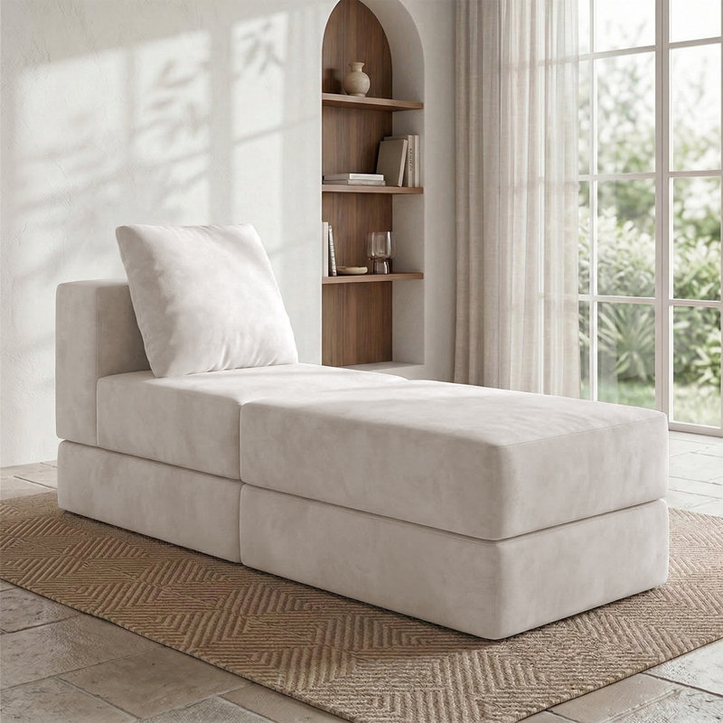 Canapé modulaire en velours 26,7 po Boneless, Beige