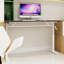 Bureau d'étude polyvalent et réglable en hauteur pour tous les âges, relevable à la main, fer et bois gris, support à double colonne, bureau pour petite maison stable, profondeur de 47,18 po, largeur réglable de 23,7 po et adultes-210156362-210156361