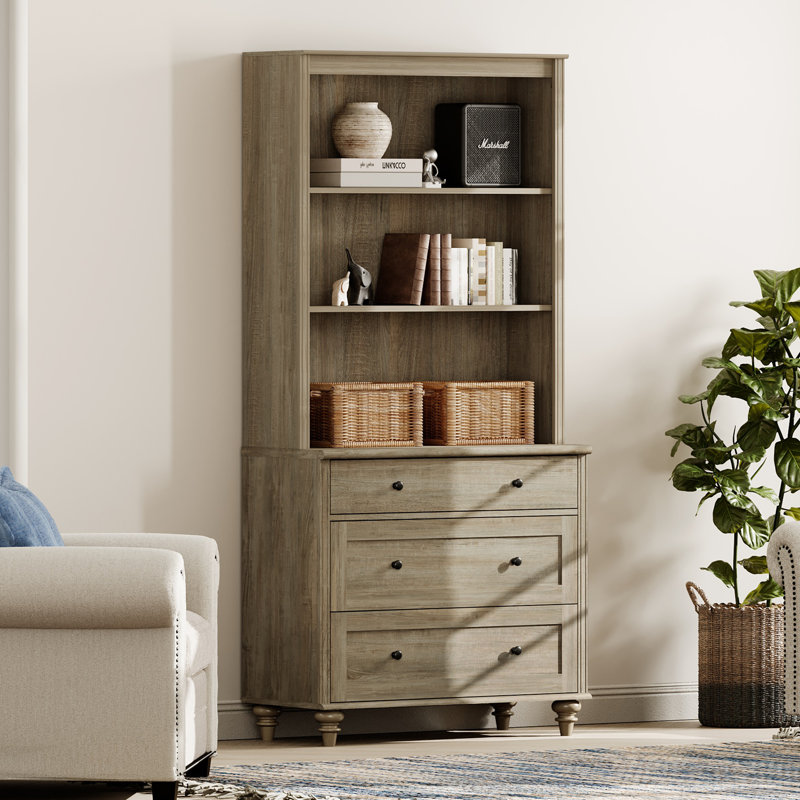 Bibliothèque Corretta gris pâle avec 2 tablettes ouvertes, 86 cm de largeur (sans meuble et doit être jumelée à la partie inférieure de la série Corretta)