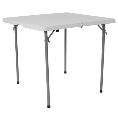 Table pliante carrée pliante en plastique 2,79 pieds Parker avec poignée de transport