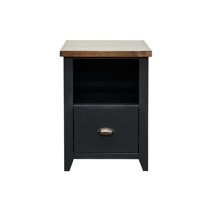 Classeur de bureau 22 po avec 1 tiroir, noir et whisky, peuplier, placages, sans assemblage 22 po, 1 classeur, finition whisky