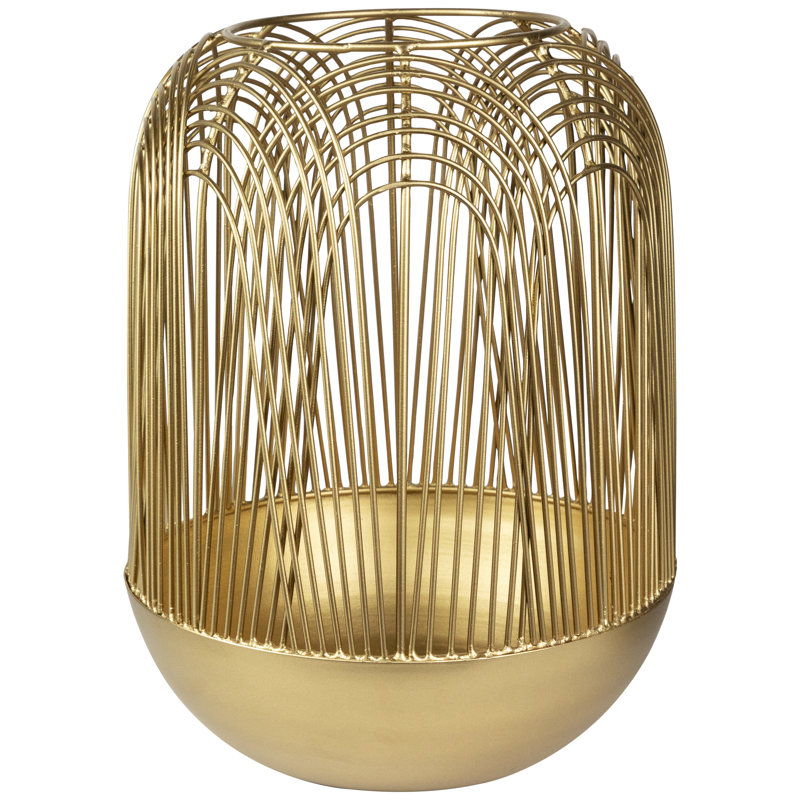 Medium Layered Iron Pillar Candle Holder - 10.5" - Brass Finish, 13" H x 10" W x 10" D