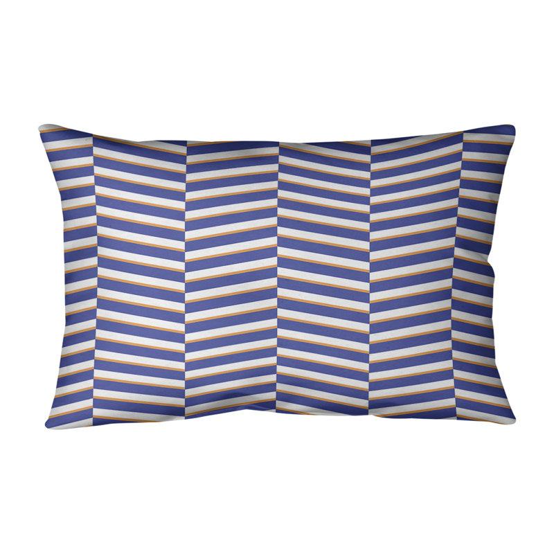 Coussin lombaire à rayures fracturées, H 14 po x l 20 po, Polyester / Bourre en polyester, Bleu/orange