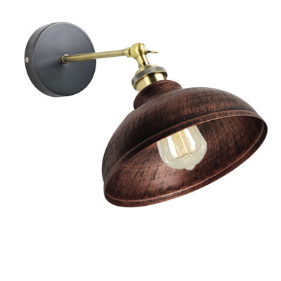 Kristin Angle Adjustable Wall Sconce — Dome Metal Shade, Vintage Industrial Style with E27 Holder.