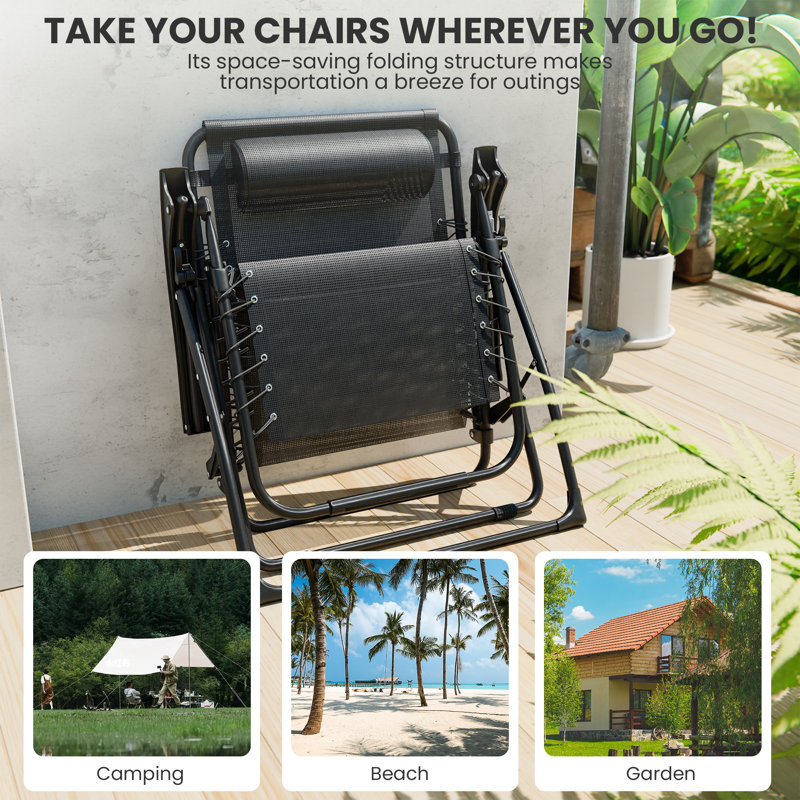 Folding Beach Chair, Black