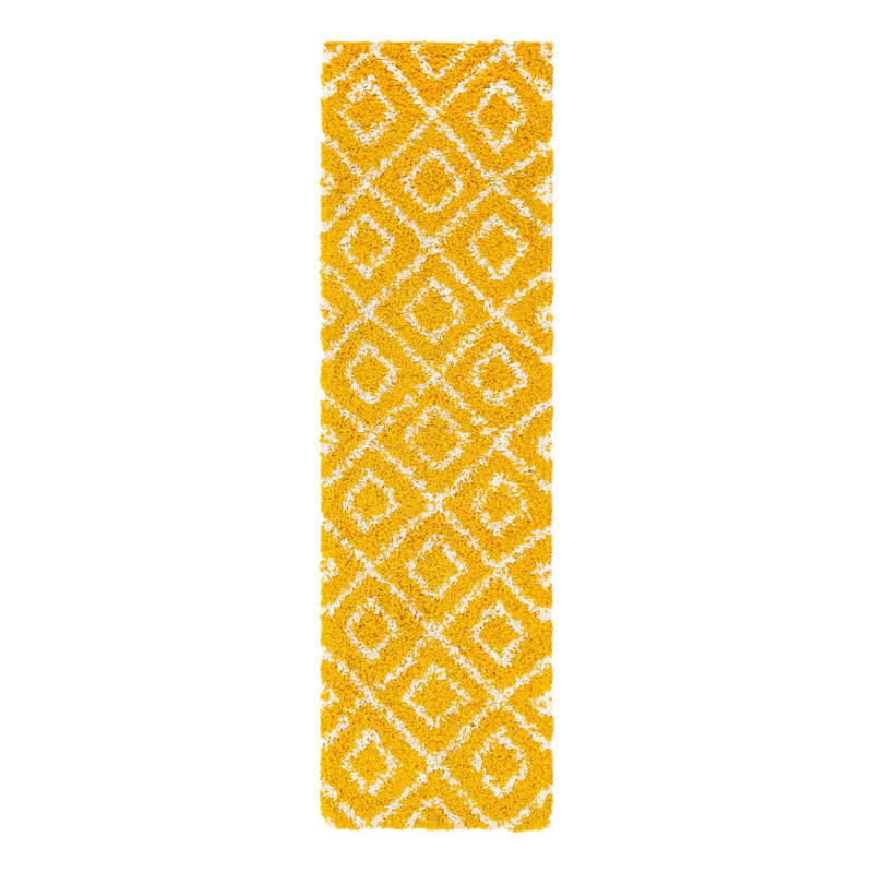 Tapis à poils longs Foundry Select Ruth Trellis - jaune, Tapis de couloir de 2 pi x 7 pi