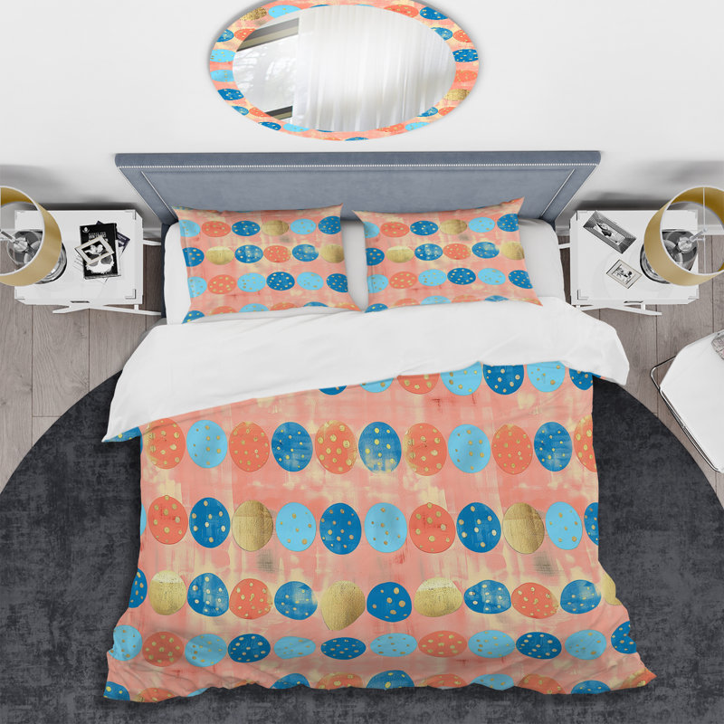Ensemble de housse de couette Bubblegum Gold Polka Dot III - Glam, Housse de couette très grand + 2 taies décorativ