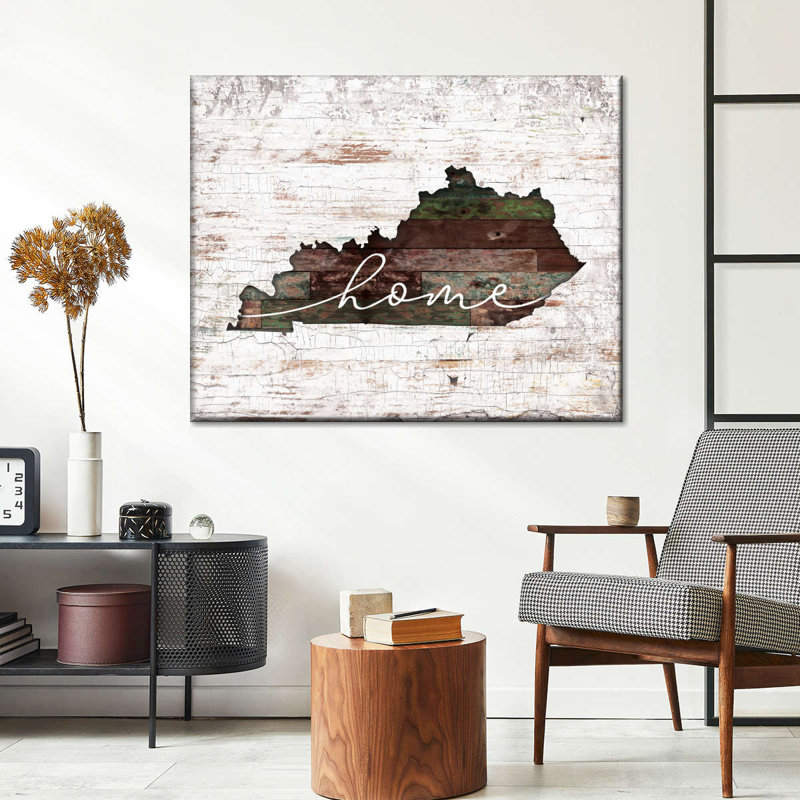 Kentucky Home Map sur impression sur toile, H 32 po x l 40 po x P 1,25 po