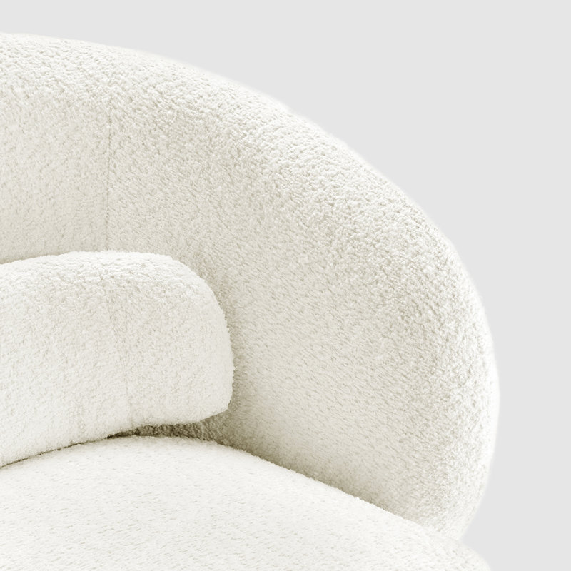 Saboor 78Cm Wide Swivel Barrel Chair, Cream White Boucle