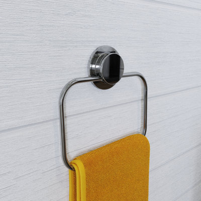 Croydex Stick N Lock Adhesive Chrome Towel Ring