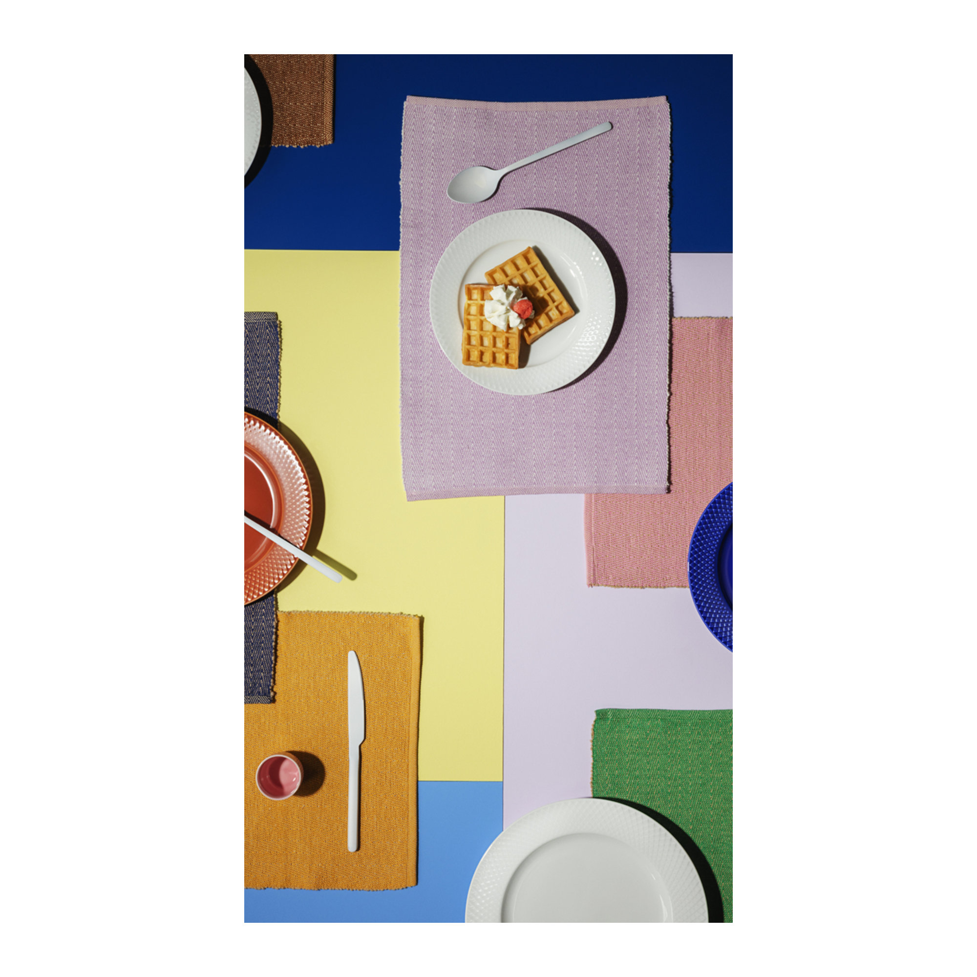 Rhombe Color Cotton Herringbone Rectangle Placemat, Yellow