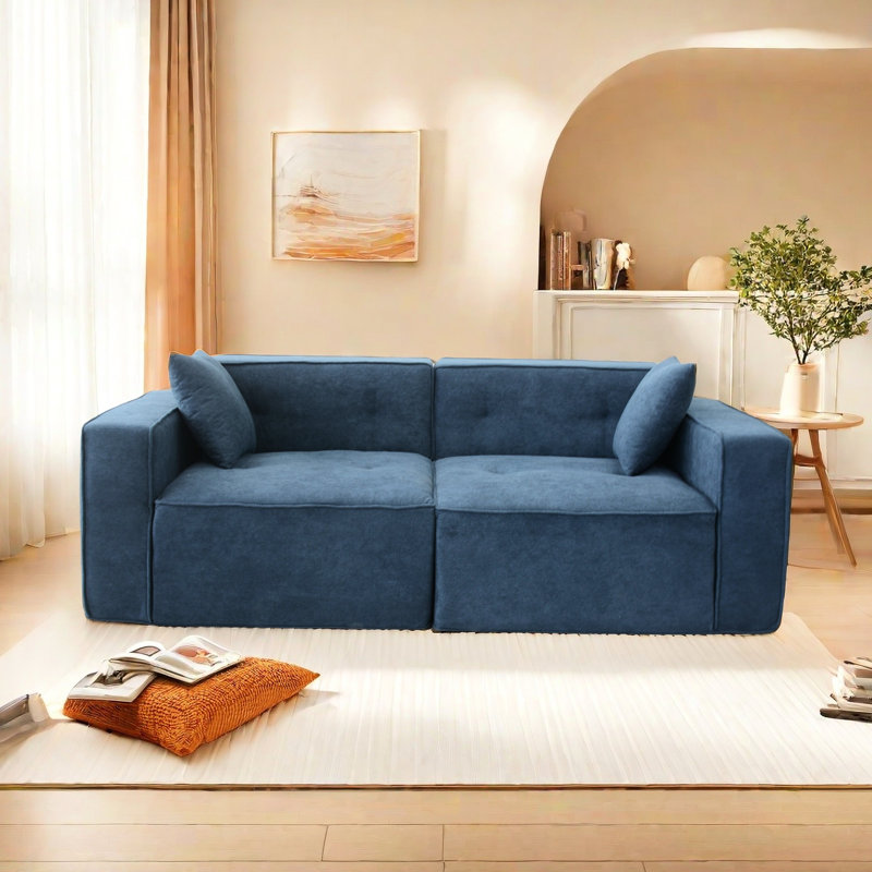 Modern 3 Seat Blue Velvet Bed With & Practical Storage Compartment In For And Functional Unit