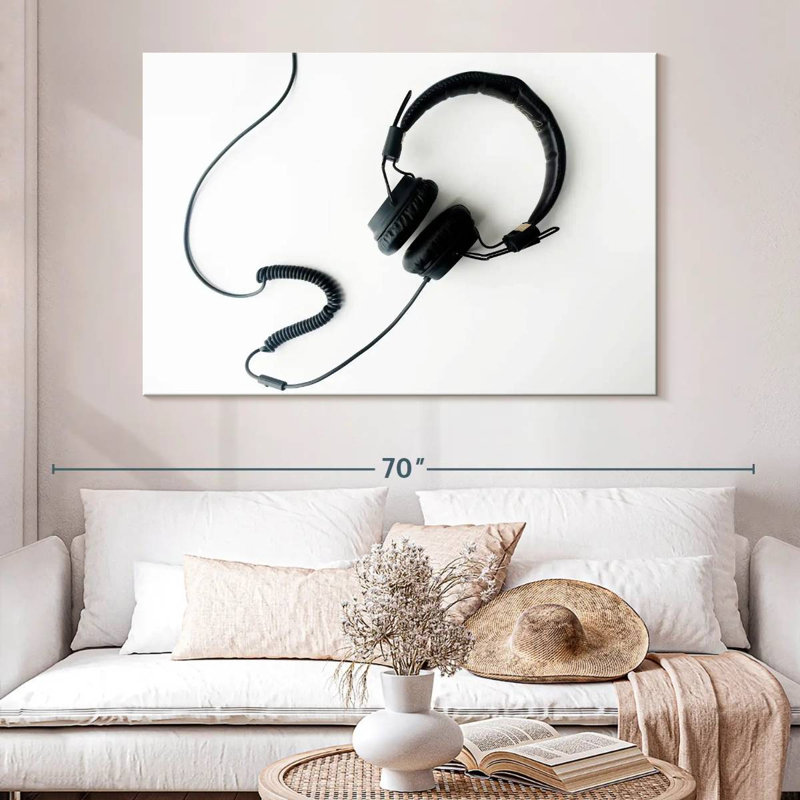 Abarca Black Wired Headphones, 34" H x 51" W