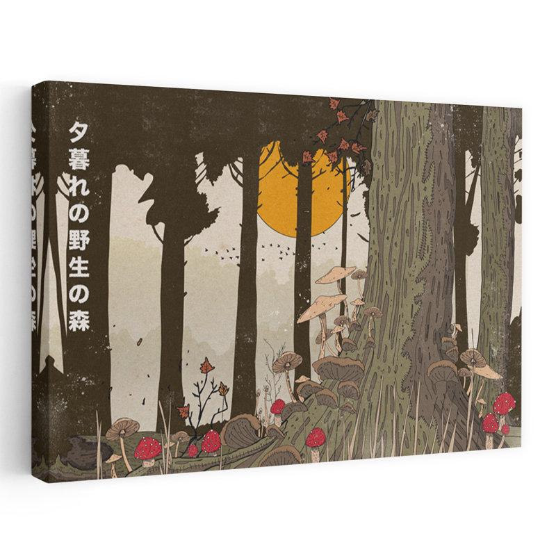 Art contemporain contemporain forêt éthérée organique d'automne, H 24 po x l 36 po