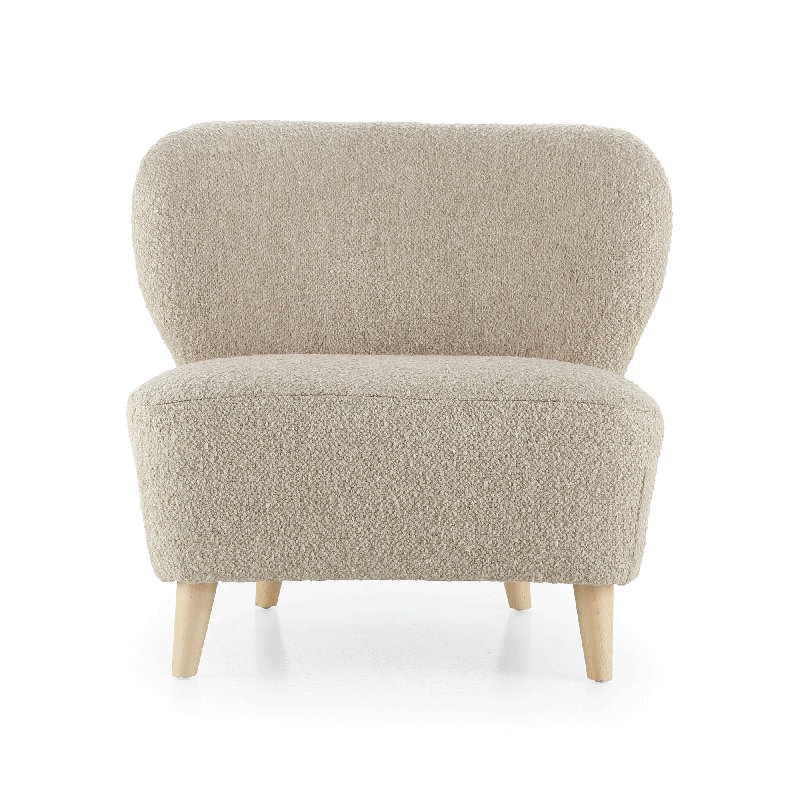Apollonia Slipper Chair, Natural Wool Boucle