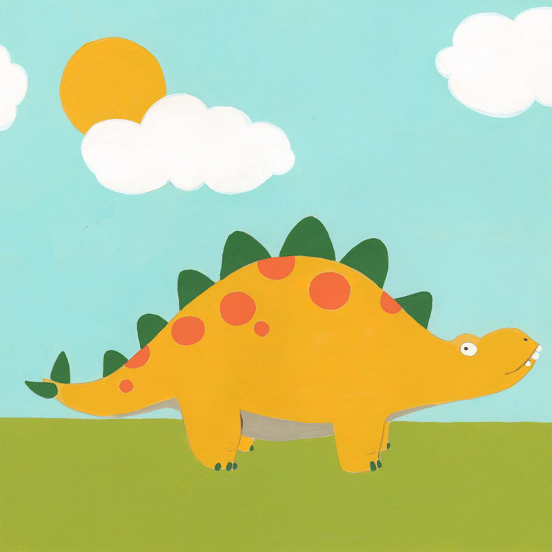 Darrow Playtime Dino II - Painting on Canvas, 45cm H x 45cm W