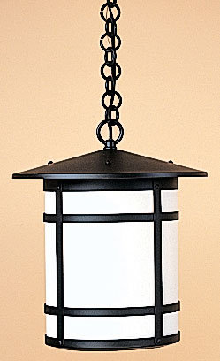  Lanterne Suspendue à 1 Lumière Berkeley, 24.75" H x 14" W, Brun rustique, Blanc Opalescent