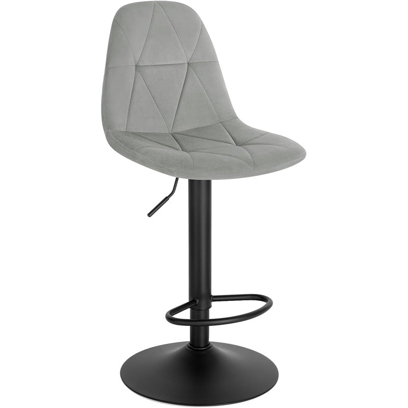 Marcien Swivel Upholstered Adjustable Height Counter Stool with Metal Frame, Light Grey