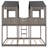 Full Over Full Wood Bunk Bed with Roof, Window, Guardrails & Ladder, Kids House Bunk Bed, Antique Gray-128970542