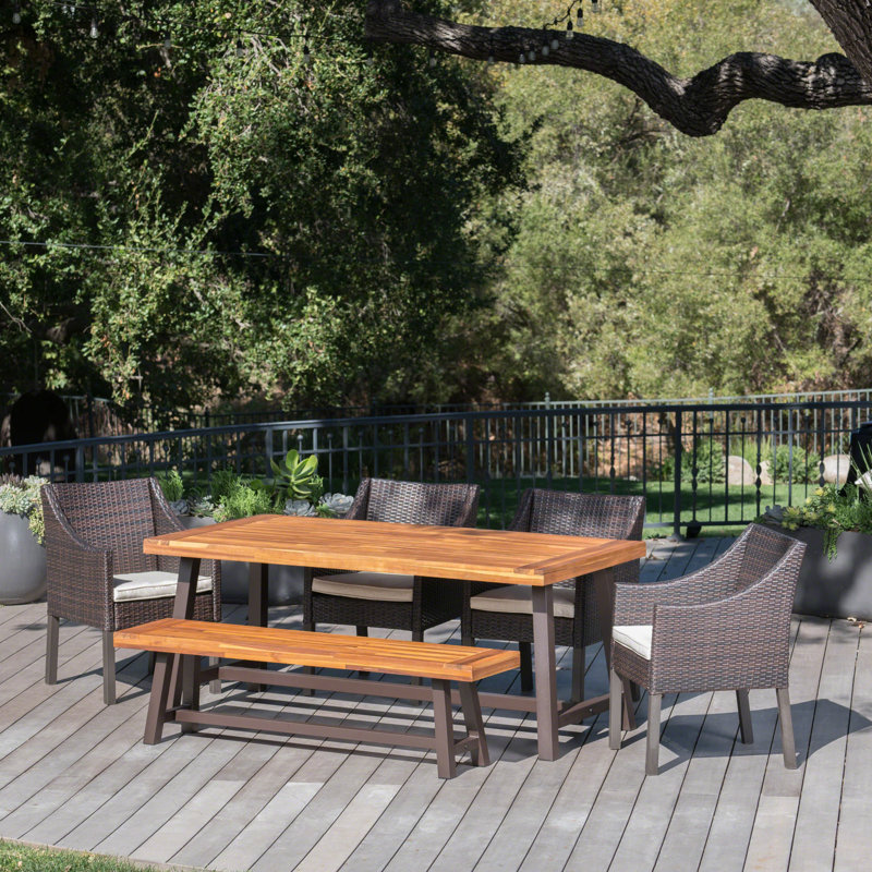 Belterra 6 - Person Solid Wood Patio Dining Set Rectangular Table