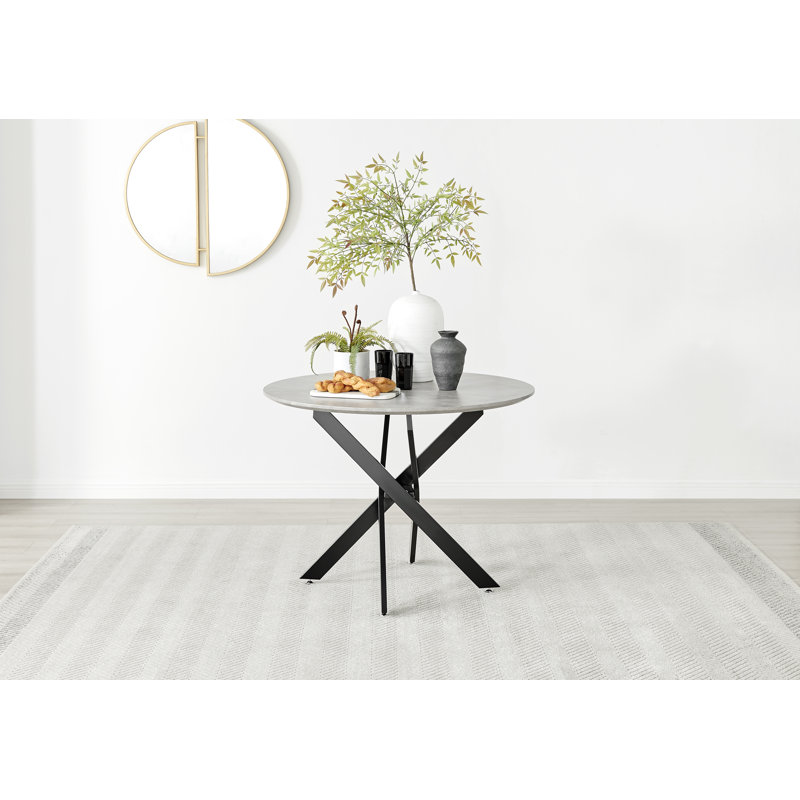 Luxury Concrete Effect Round Dining Table, 75 x 100 x 100cm, Black