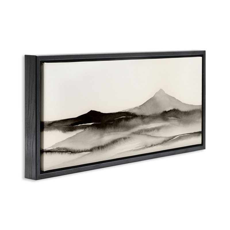 Cadre flottant Shadows Of The Summit, design par 1x, H 11 po x l 25 po, Cadre flottant noir de jais