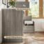 Meuble-lavabo double lavabo de style ferme de 155 cm de large avec comptoir aspect marbre blanc de Carrare et portes coulissantes de style grange, gris-1525750016