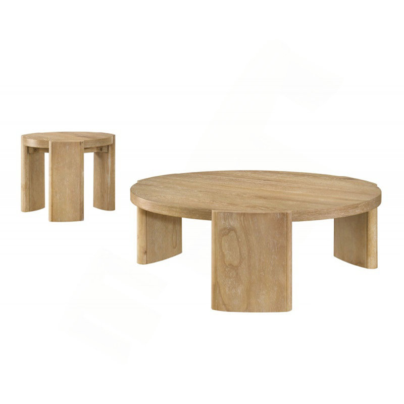 Table basse ronde de 40 pouces en bois flotté Keplers, table de salon moderne
