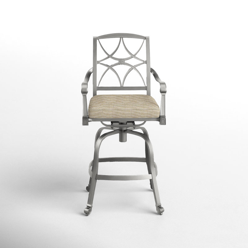 Wiltshire Outdoor Swivel Bar Stool, Canvas Spa Sunbrella® Canvas, Pewter, 30.25"