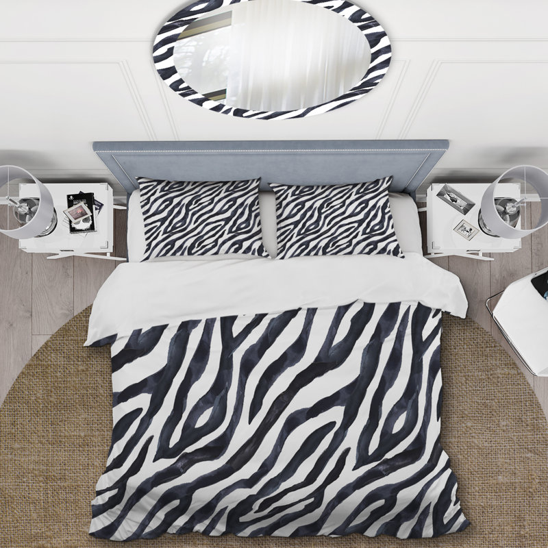 Ensemble de housse de couette en microfibre noir / blanc 3 pièces, Housse de couette double + 2 taies décoratives st