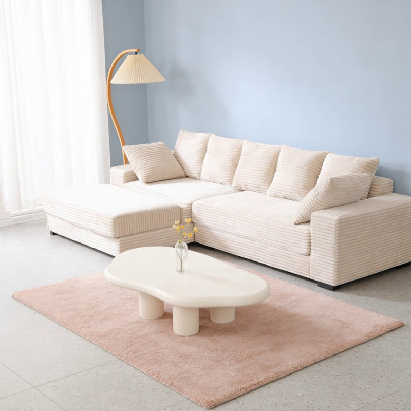 Canapé modulaire en L de 108,6 pouces avec repose-pieds avec rangement et huit coussins décoratifs, confortable et polyvalent