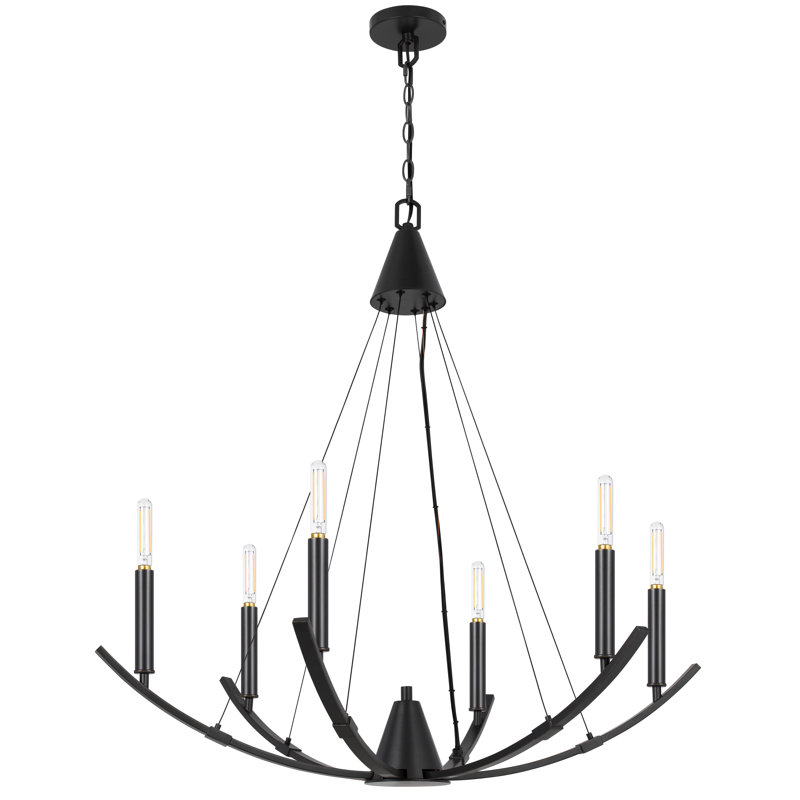 Lustre en métal bronze huilé 6 lumières Equinox