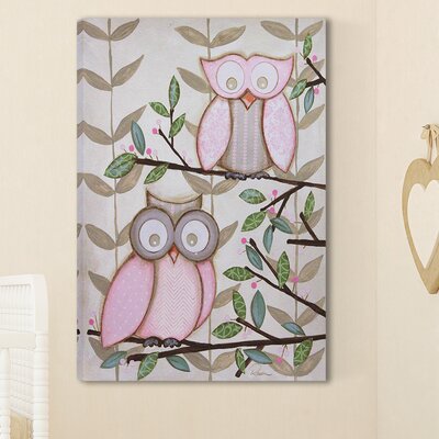 2 Pink Owls"" by Reesa Qualia Painting Print on Wrapped Canvas -  Marmont Hill, MH-REEQUA-05-C-24